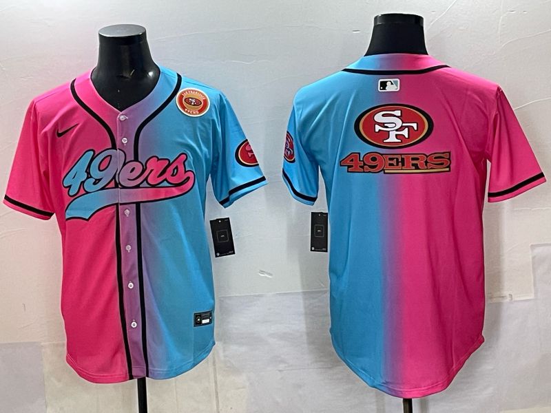 Men 2025 San Francisco 49ers Blank Blue pink Nike Limited NFL Jersey style 013